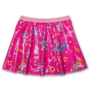 Trolls World Tour Girl SZ L 10/12 Sequined Skirt Tulle Pink Character DreamWorks
